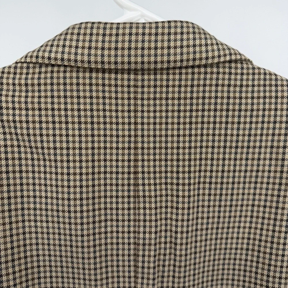 Canali Silk Wool Sport Coat Blazer Men 40R (50R IT) Brown Houndstooth Italy Made